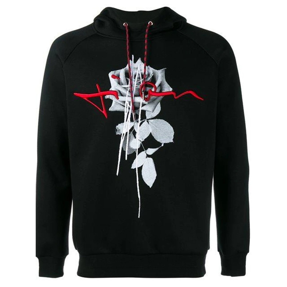 Dior Homme Black Rose Red Signature Logo Hoodie Kris Van Assche 633J633W1418 XS